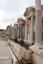 Scenic beautiful view of upper agora of ancient city Sagalassos in Turkey mountains