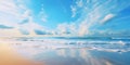 Scenic Beauty, Flat Ocean Underneath a Beautiful Blue Sky with Clouds