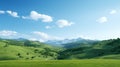 A Scenic beauty, landscape Scene, View of hills and green mountains with blue sky and clouds.
