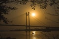 Scenic beauty at sunset, Bridge over ganga river, dusk time. Royalty Free Stock Photo