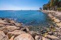 Scenic blue beach with clear sea waters at Germasogia, Limassol