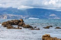 Scenic Breaker Bay with the Interislander ferry in the background in Wellington, New Zealand