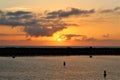Portifino California ocean side sunset in Redondo Beach, California, United States Royalty Free Stock Photo