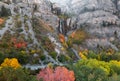 Scenic Bridal Veil falls at Provo Canyon in Utah during autumn time