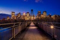 Bridge To Downtown Calgary At Night Royalty Free Stock Photo