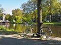 Scenic Bycicle in an Amsterdam Canal Royalty Free Stock Photo