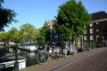 Scenic Bycicle in an Amsterdam Canal Royalty Free Stock Photo