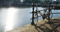 Scenic Bycicle in an Amsterdam Canal Royalty Free Stock Photo