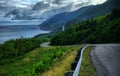 Scenic Cabot Trail in Nova Scotia, Canada Along Railing Overseeing Atlantic Ocean Royalty Free Stock Photo