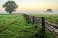 Scenic calm foggy morning in the countryside