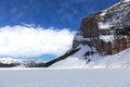 Snowy Fairview Mountain Peak High above Lake Louise, Banff National Park Royalty Free Stock Photo