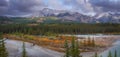 Scenic Canadian rocky mountains by the Bow river in Banff national park Royalty Free Stock Photo