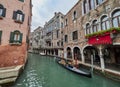 Scenic canal with gondola, Venice, Italy Royalty Free Stock Photo