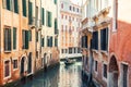 Scenic canal in Venice, Italy. Royalty Free Stock Photo