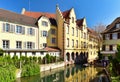 Scenic canals of the old town. Town of Colmar, Alsace region, France