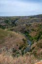 Italy. Matera. The scenic canyon of the Gravina river dominated by the medieval rupestrian churces UNESCO World Heritage site