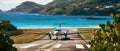 Scenic Caribbean Runway Small Plane Landing On An Island Airstrip Royalty Free Stock Photo
