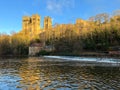 Cathedral of Durham UK reflecting in the River Wear at sunset Royalty Free Stock Photo