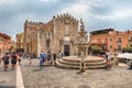 The scenic Cathedral`s square in central Taormina, Sicily, Italy Royalty Free Stock Photo