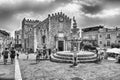 The scenic Cathedral`s square in central Taormina, Sicily, Italy Royalty Free Stock Photo