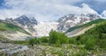 Scenic Caucasus mountains in Svaneti, Georgia. Mountain landscape Tetnuldi and glacier Lardaad summit near Adishi Royalty Free Stock Photo