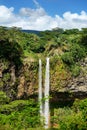 Scenic Chamarel falls in jungle of Mauritius Royalty Free Stock Photo