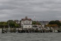 Scenic Charleston waterfront vista on a heavily overcast rainy day