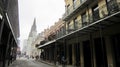 View of St Louis Cathedral from Chartres Street in the Historic French Quarter, New Orleans