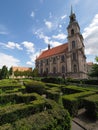 Scenic church of the Holy Cross in Brzeg city in Poland - vertical Royalty Free Stock Photo