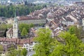 Scenic of The city of Bern, the capital of Switzerland.The Aare river flows in a wide loop around the Old City of Bern. Royalty Free Stock Photo