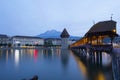 Scenic city and historic city center view of Lucerne with famous Chapel Bridge and lake Lucerne Royalty Free Stock Photo