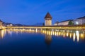 Scenic city and historic city center view of Lucerne with famous Chapel Bridge and lake Lucerne Royalty Free Stock Photo