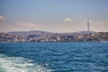 Scenic city view across Bosphorus strait in Istanbul, Turkey