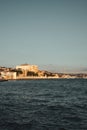 Scenic city view from a boat on the bay in Istanbul, Turkey