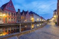 Bruges canal at twilight, Belgium Royalty Free Stock Photo