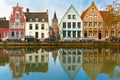 Scenic city view of Bruges canal