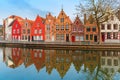 Scenic city view of Bruges canal
