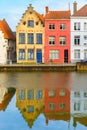 Scenic city view of Bruges canal with beautiful Royalty Free Stock Photo