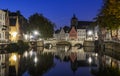 Scenic city view of Bruges canal at night Royalty Free Stock Photo