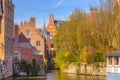 Scenic cityscape with canal in Bruges, Belgium Royalty Free Stock Photo