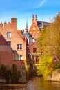 Scenic cityscape with canal in Bruges, Belgium Royalty Free Stock Photo