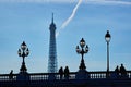 Scenic cityscape of Paris with silhouettes of people and Eiffel tower Royalty Free Stock Photo