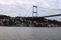 Scenic cityscape view Istanbul. The Fatih Sultan Mehmet Bridge Royalty Free Stock Photo