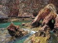 Scenic cliffs and rocks near island Berlenga, Portugal