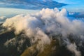 Scenic clouds on the mountain ridge