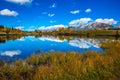 Scenic clouds are reflected in the lake Royalty Free Stock Photo