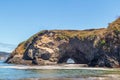 Scenic coastal landscape and rock formations on Portuguese Beach in Mendocino Headlands State Park