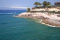 Scenic coastal landscape of volcanic rocks in Costa Adeje on Tenerife