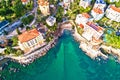 Scenic coastline of Opatija and Lungomare seaside walkway aerial view