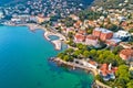 Scenic coastline of Opatija and Slatina beach aerial view